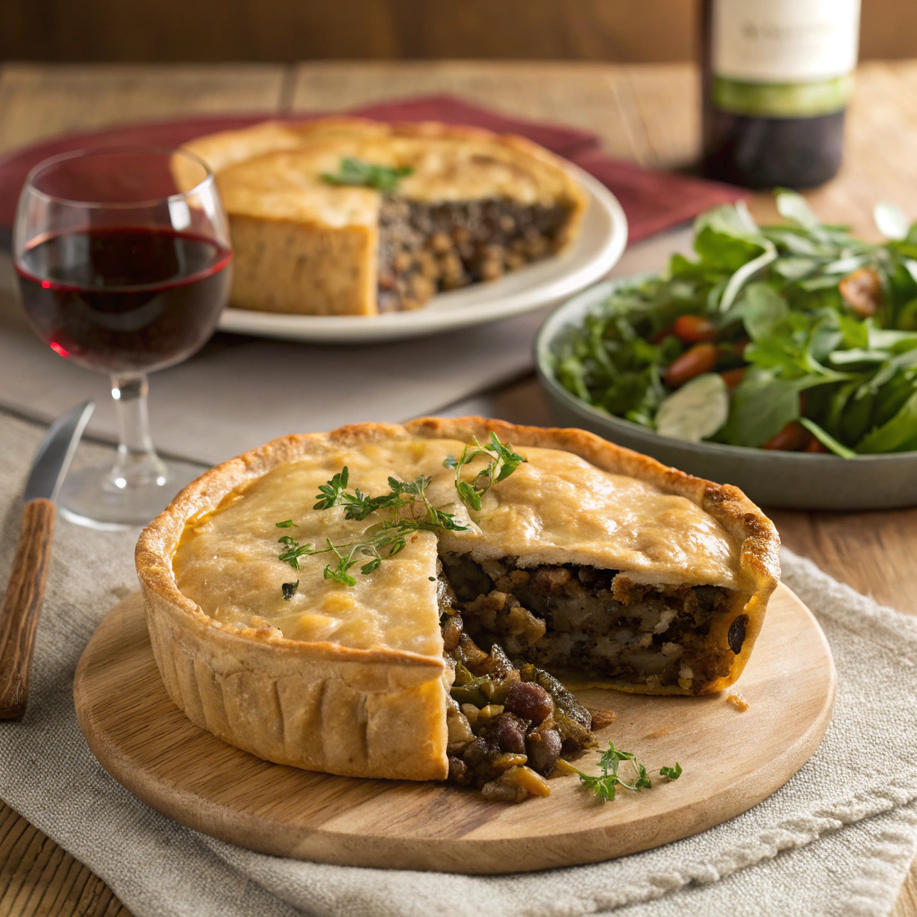 savory lentil and mushroom pie