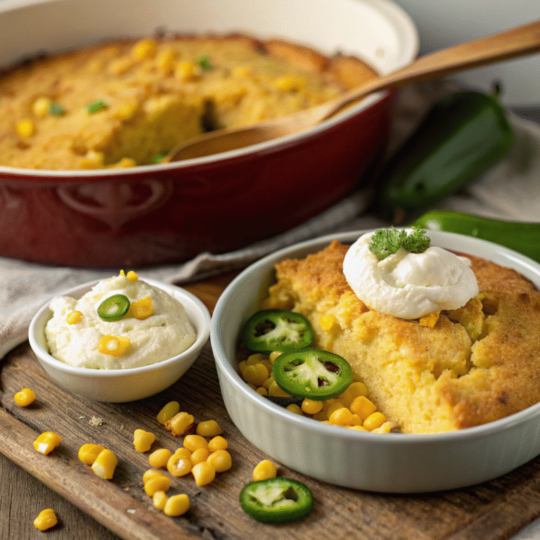 Sweetcorn and Jalapeño Spoonbread with Vegan Sour Cream