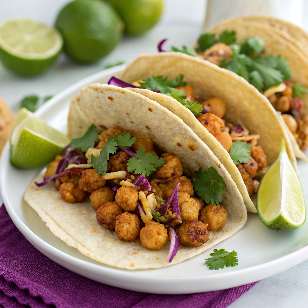 Spicy Curried Chickpea and Cauliflower Tacos with Zesty Lime Slaw Spicy Curried Chickpea and Cauliflower Tacos