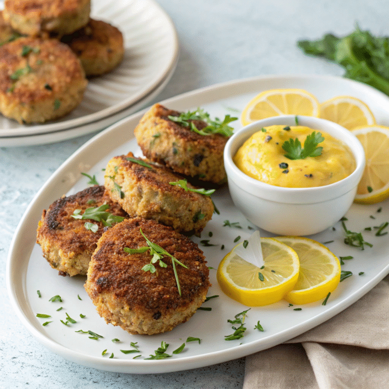 Air Fryer Sardine Cakes with Homemade Lemon Aioli