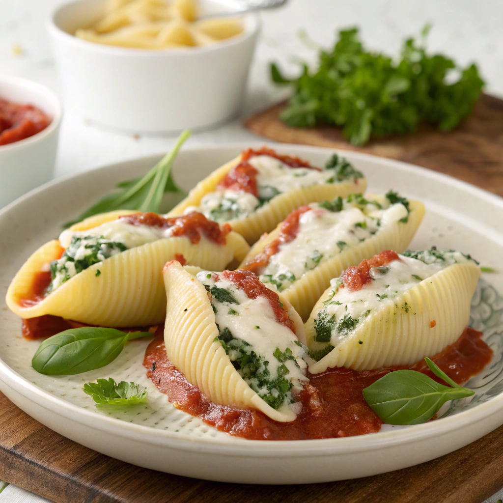 kale ricotta stuffed shells