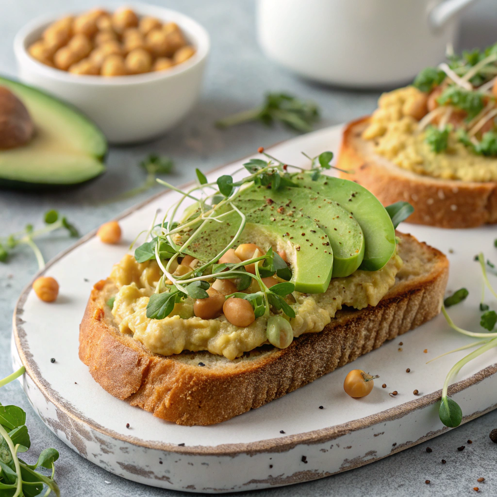 Chickpea and Avocado Breakfast Toast with Microgreens Chickpea and Avocado Breakfast Toast