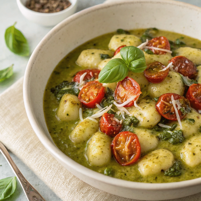 comforting creamy pesto gnocchi