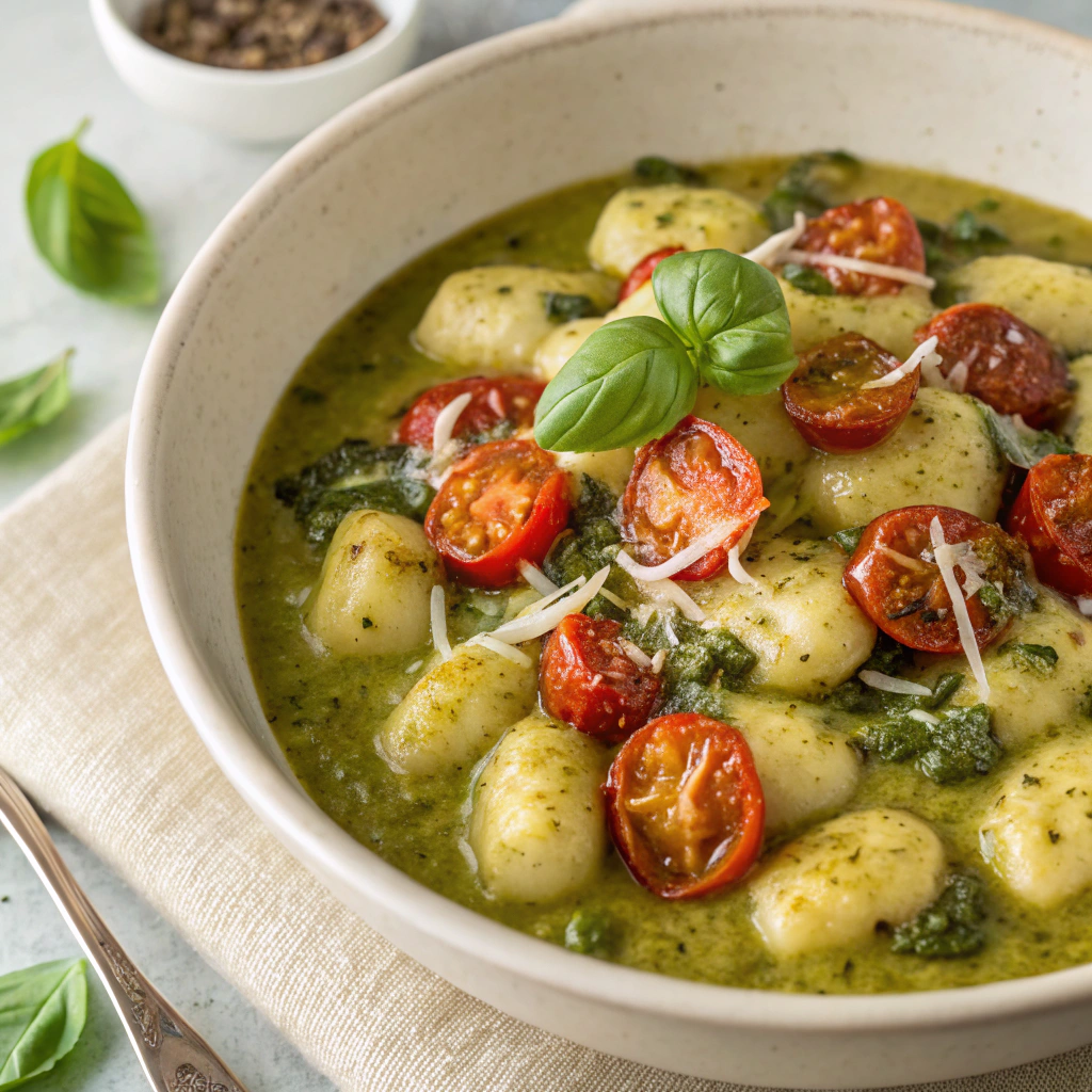 comforting creamy pesto gnocchi