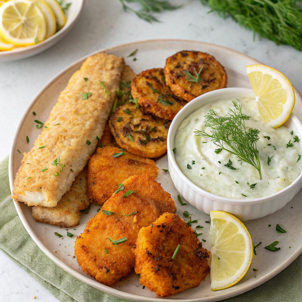 crispy fish and sweet potato