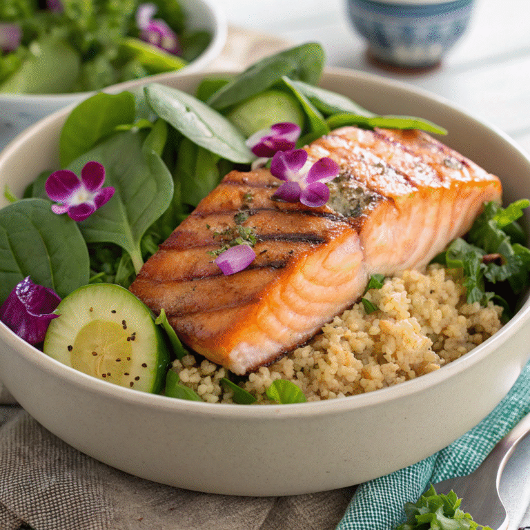 delicious grilled salmon bowl