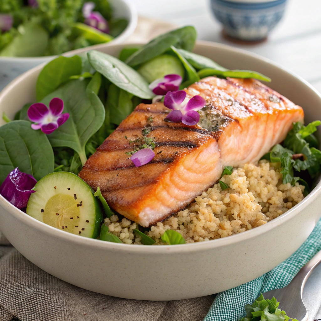delicious grilled salmon bowl