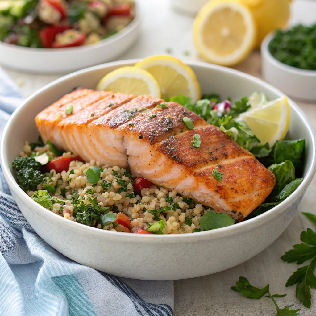 delicious grilled salmon bowl
