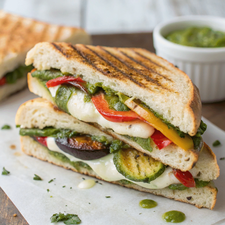 Delicious Grilled Veggie Panini with Pesto and Mozzarella