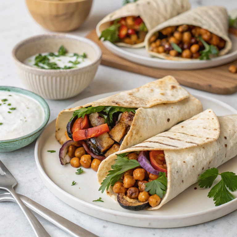 Vegan Shawarma Wraps with Creamy Garlic Sauce