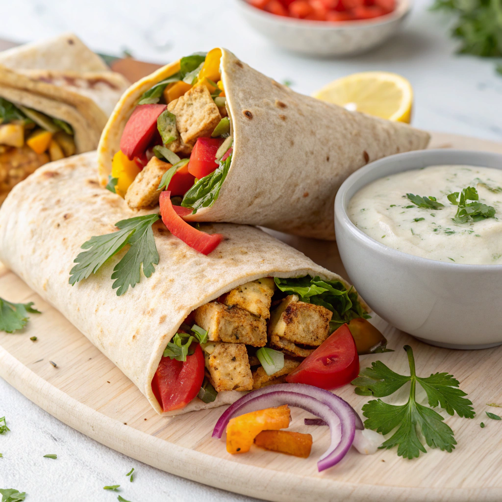 flavorful vegan shawarma wraps