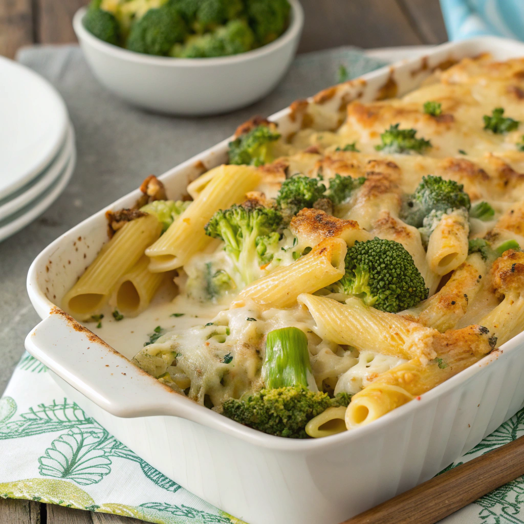 indulgent cheesy broccoli pasta bake