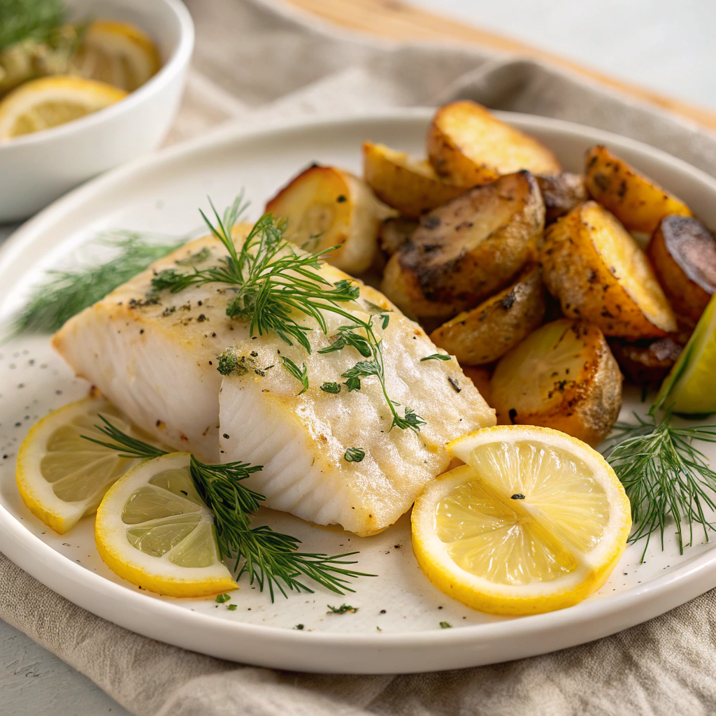 Lemon Dill Baked Cod with Roasted Potatoes Lemon Dill Baked Cod with Roasted Potatoes