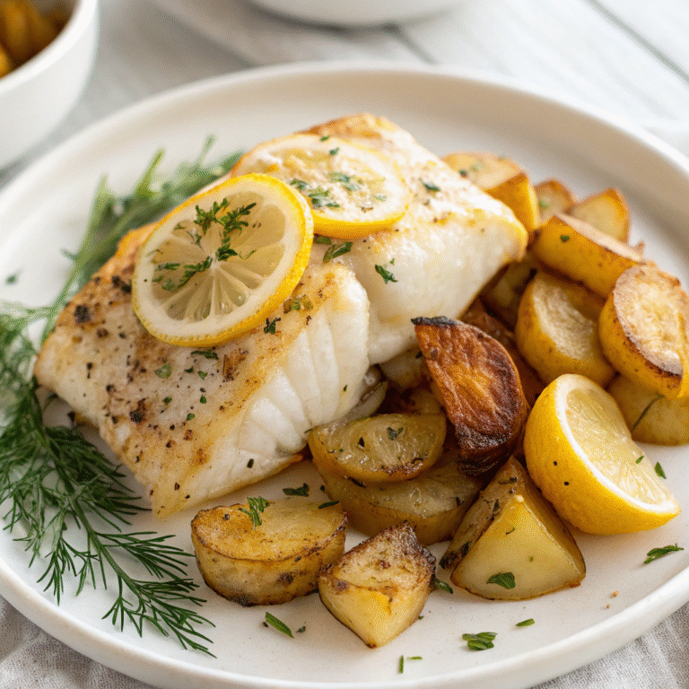 Lemon Dill Baked Cod with Roasted Potatoes