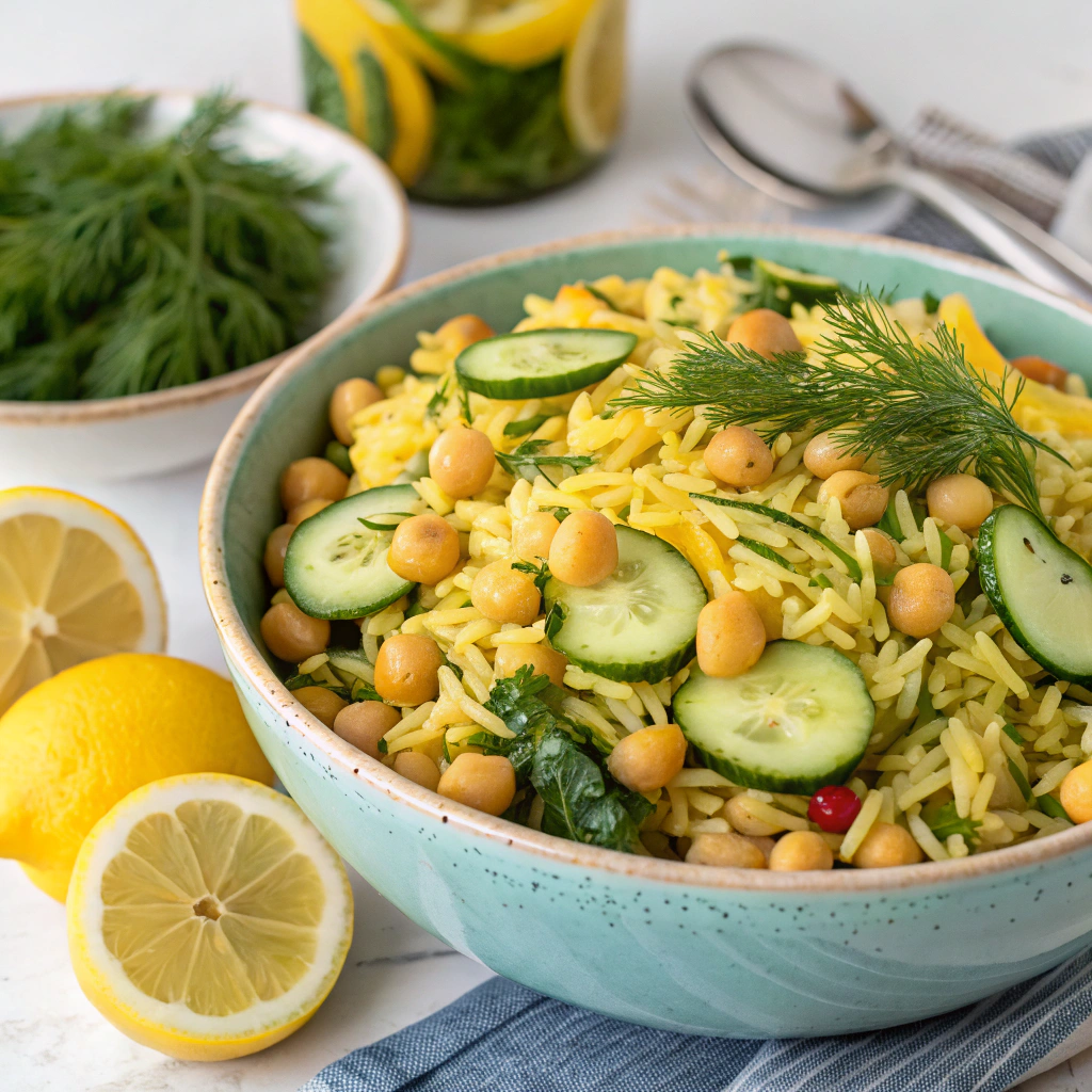 Refreshing Lemon Dill Orzo Salad with Chickpeas and Cucumber lemon dill orzo salad
