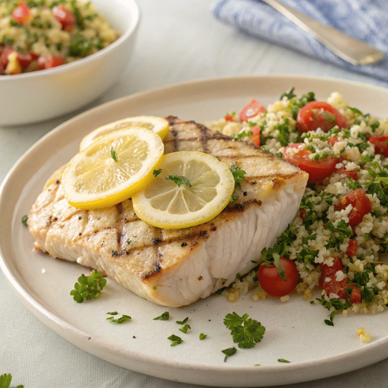 grilled swordfish quinoa tabbouleh