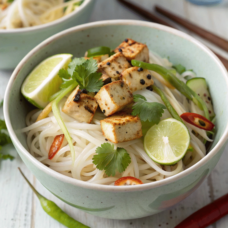 Lemongrass Tofu Rice Noodle Bowl