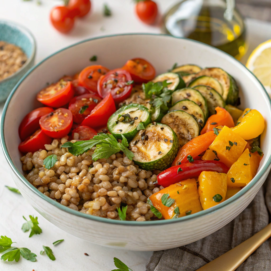mediterranean farro bowl