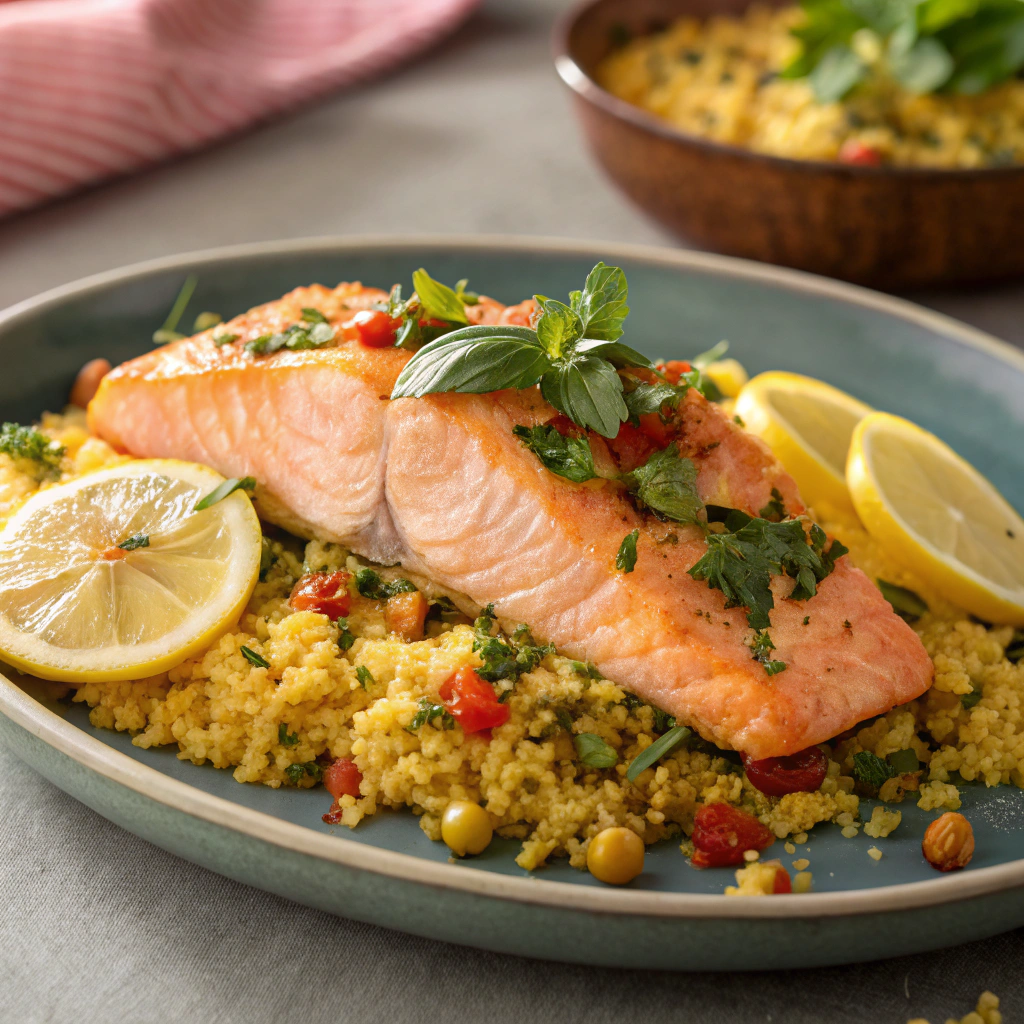 Moroccan salmon with couscous