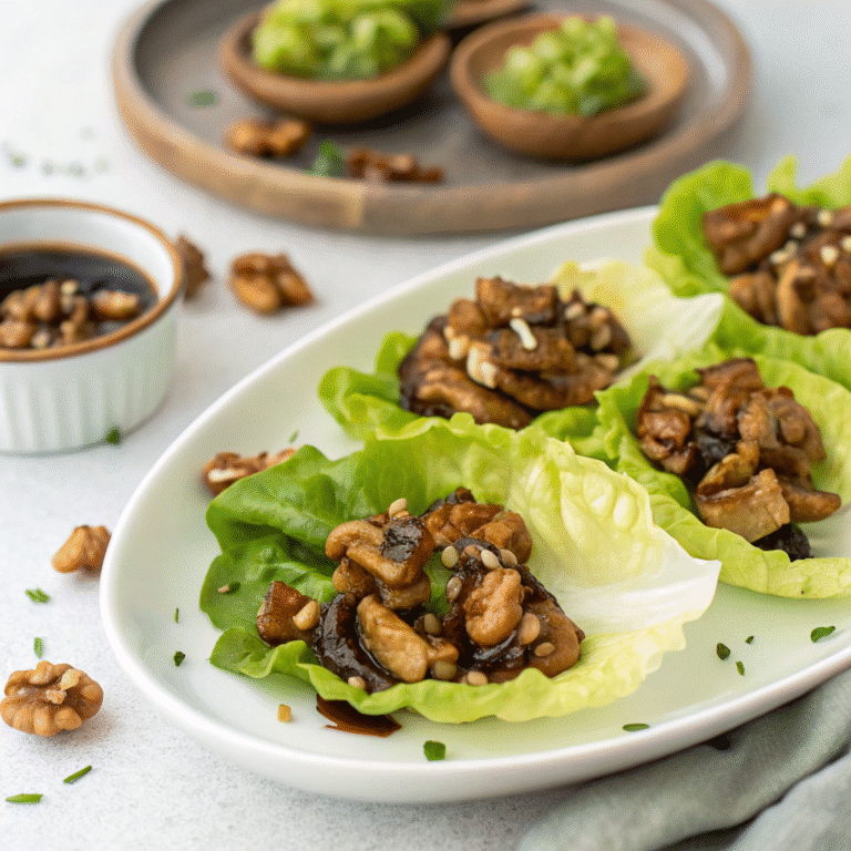 mushroom walnut lettuce cups