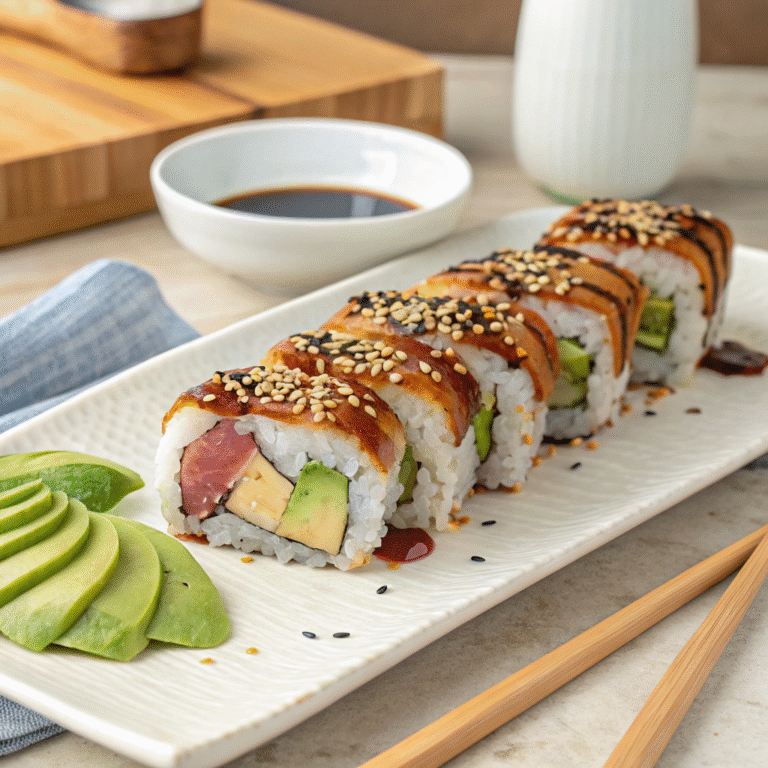 Pescatarian-Friendly Teriyaki Glazed Tofu and Tuna Sushi Roll Recipe