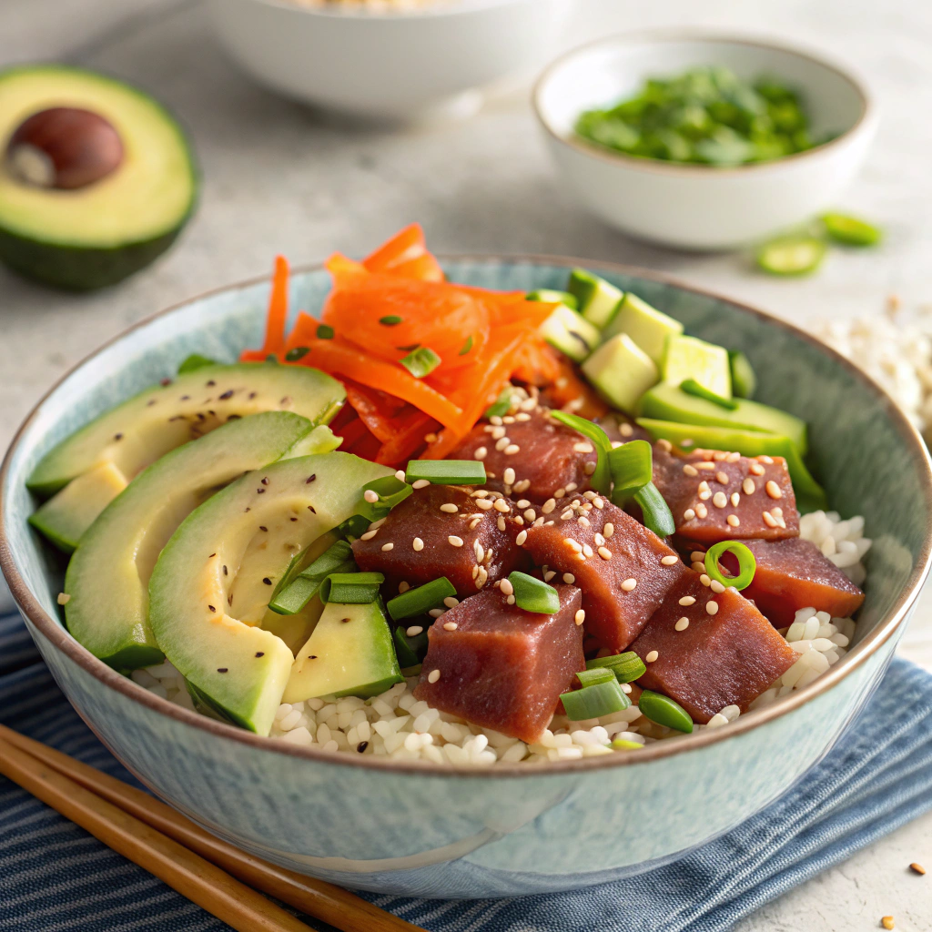 pescatarian-friendly tuna and avocado poke