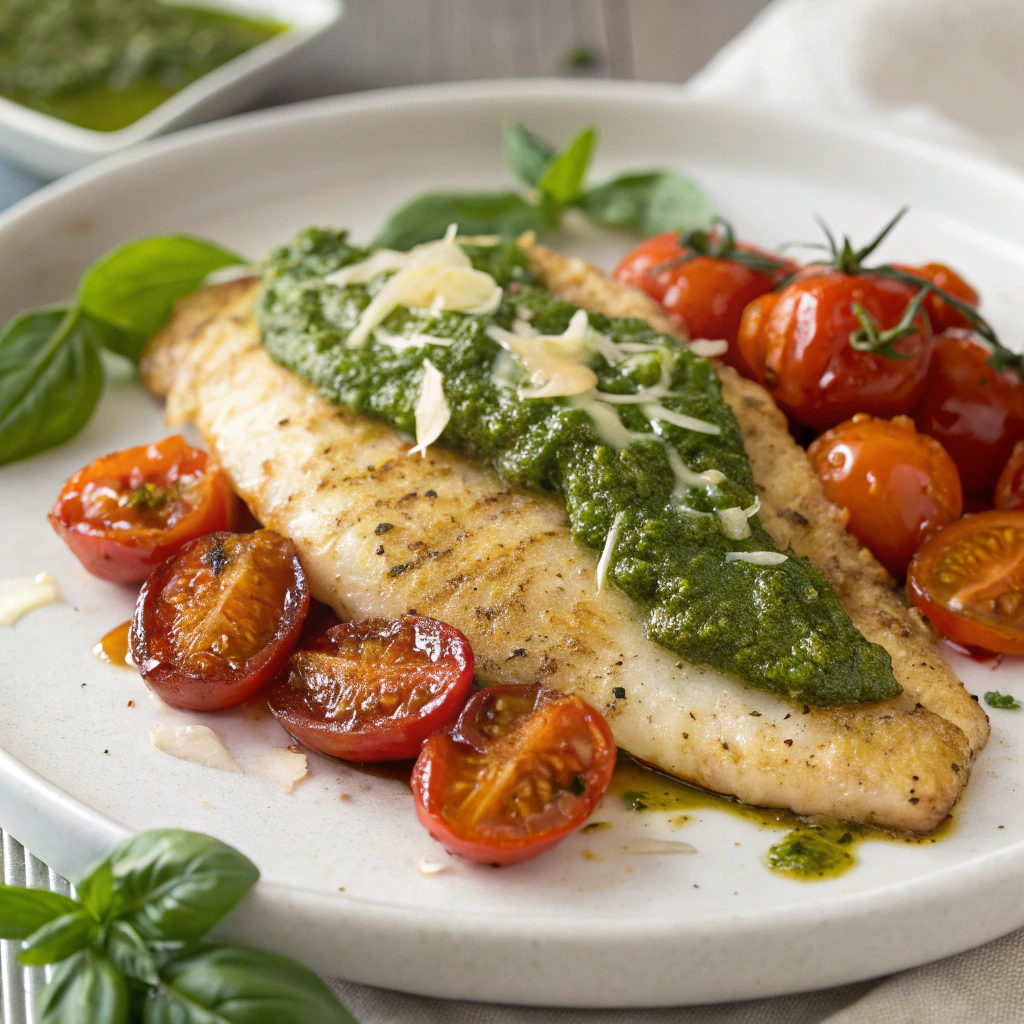 pesto baked tilapia