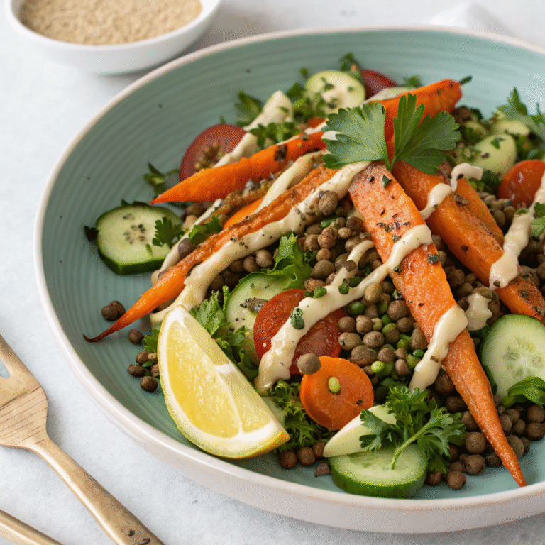 roasted carrot and lentil salad