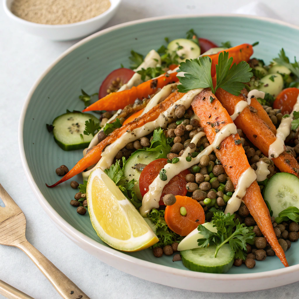roasted carrot and lentil salad