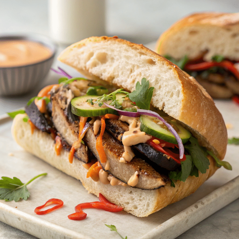 Savory Eggplant Banh Mi with Spicy Mayo