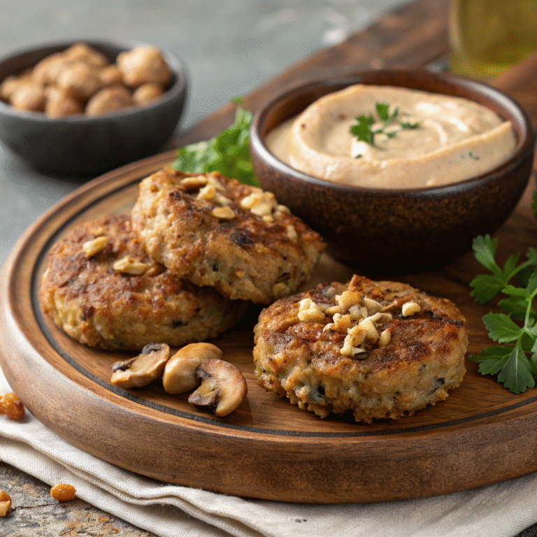Savory Mushroom and Walnut Patties with Smoky Aioli