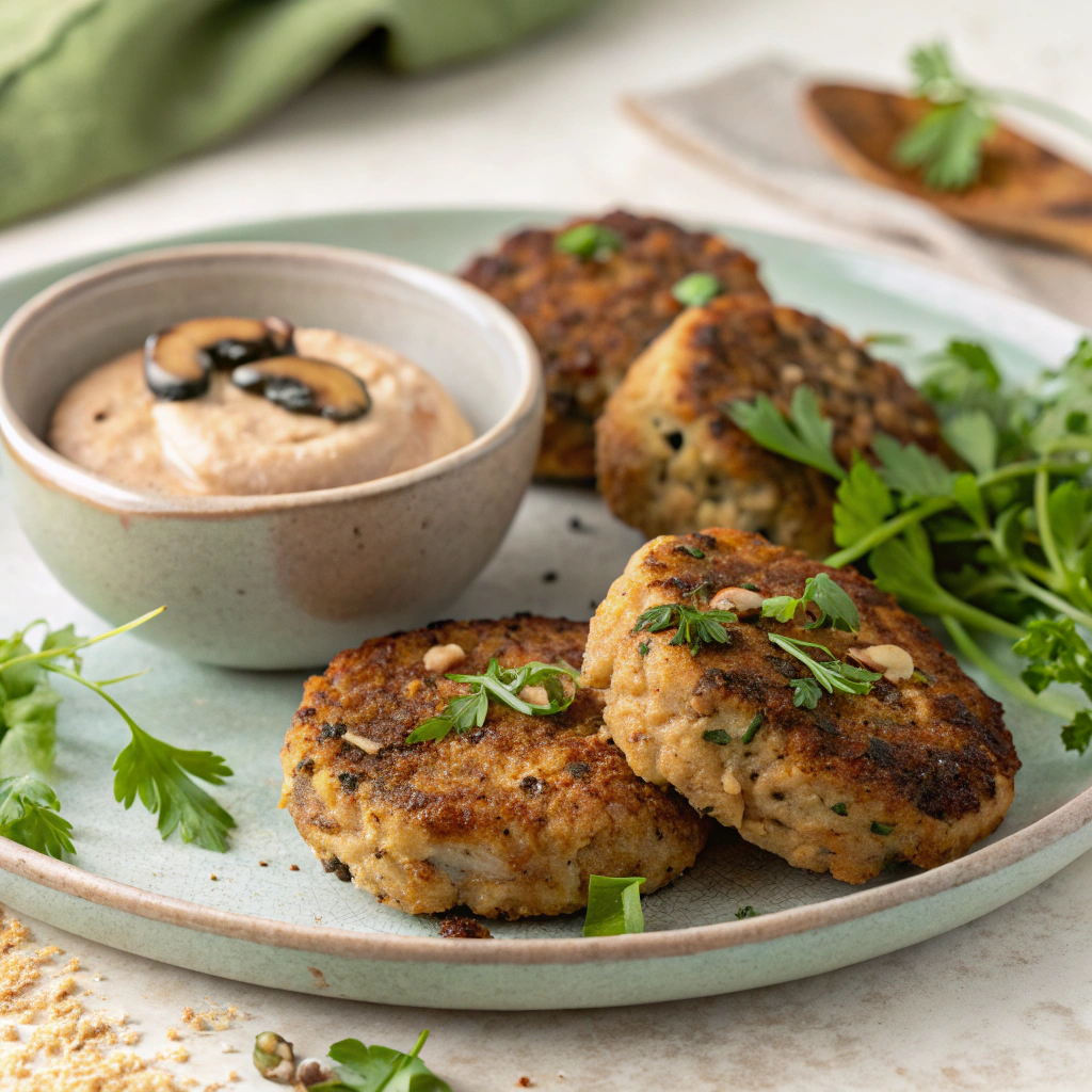 savory mushroom and walnut patties