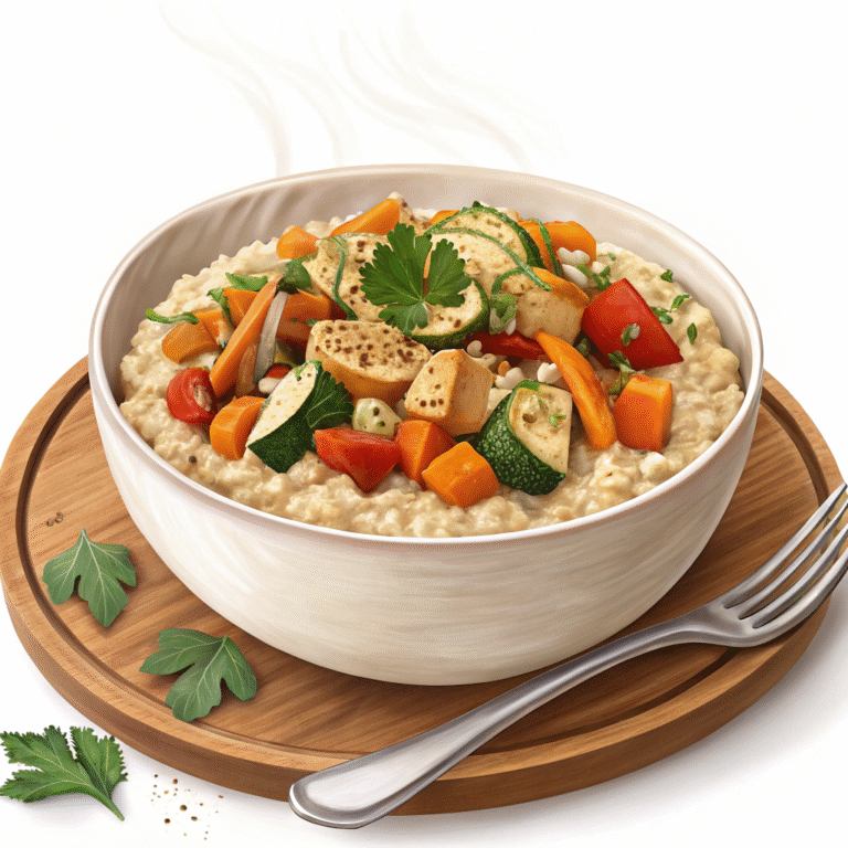 Savory Oatmeal with Roasted Vegetables and Tahini Drizzle