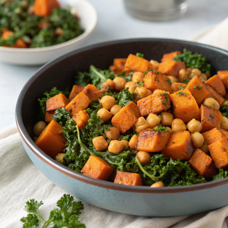 Savory Sweet Potato Hash with Chickpeas and Kale
