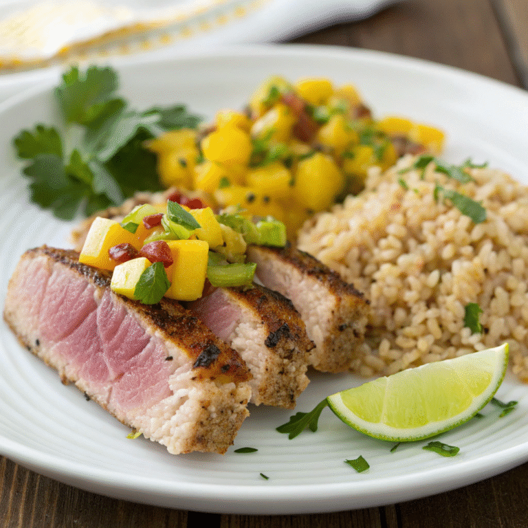 seared tuna with mango salsa