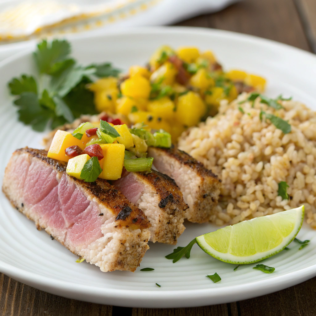 seared tuna with mango salsa