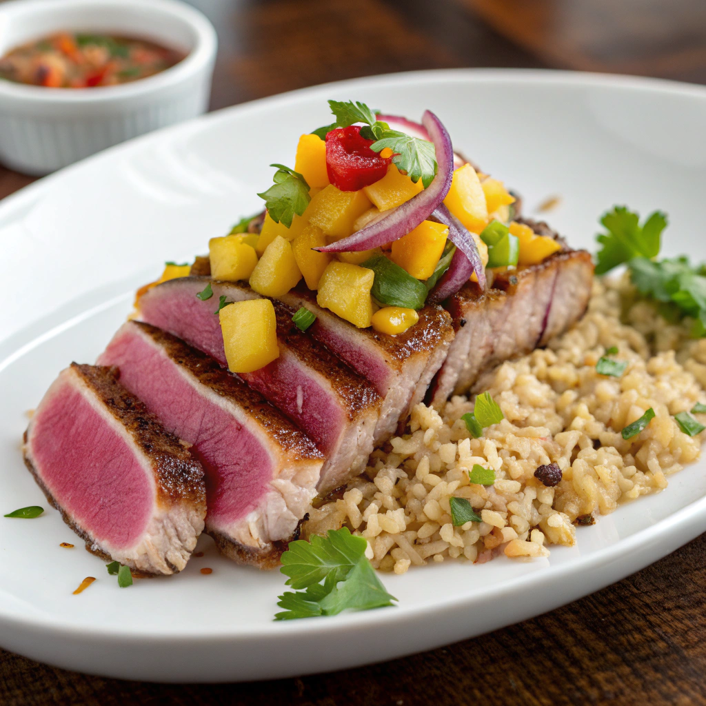 seared tuna with mango salsa