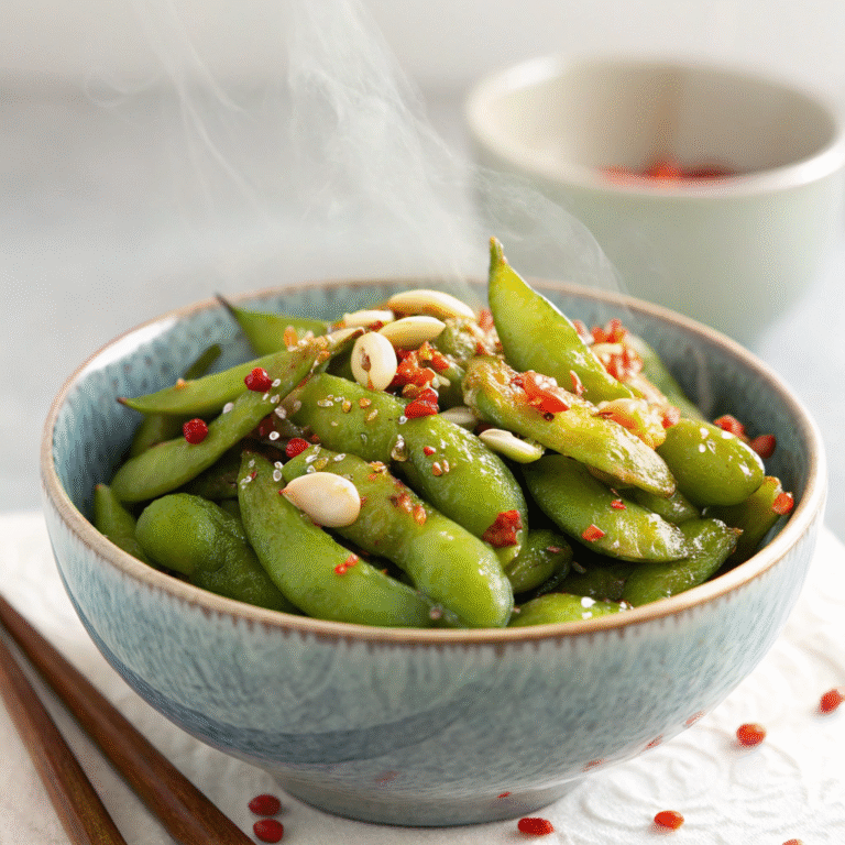 spicy garlic edamame