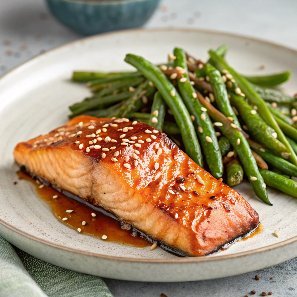 teriyaki salmon green beans