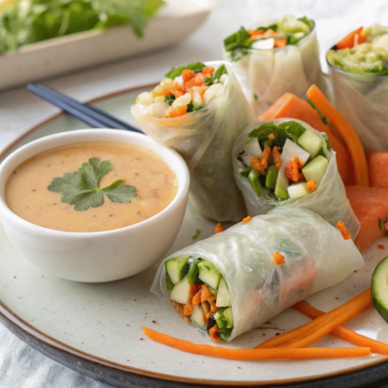 Veggie Rice Paper Rolls with Creamy Peanut Sauce