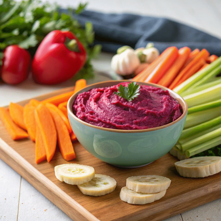Vibrant Beet Hummus with Fresh Crudités