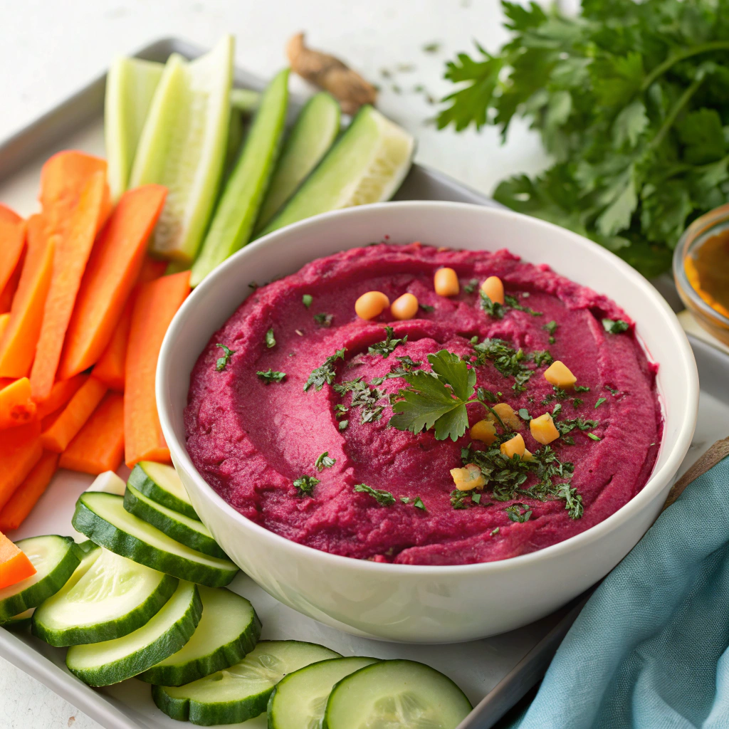 vibrant beet hummus