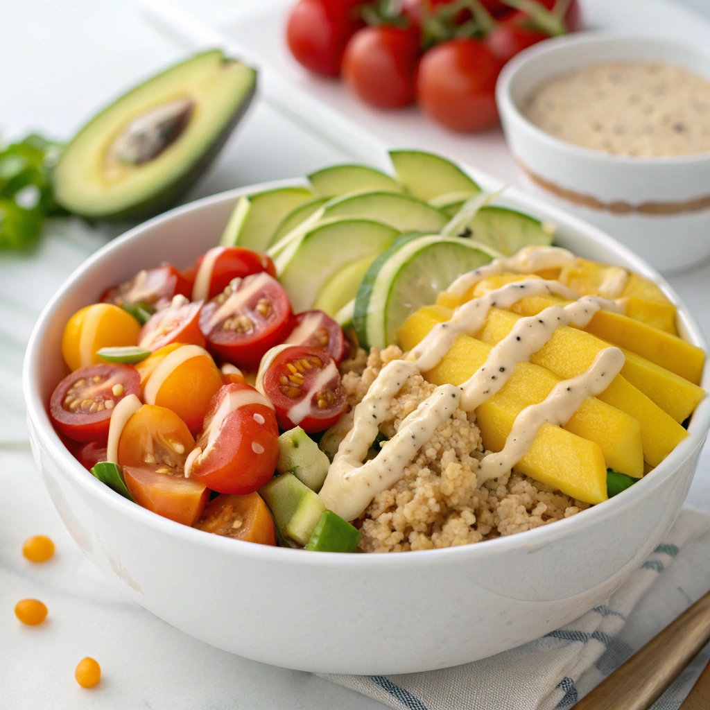 vibrant rainbow quinoa bowl
