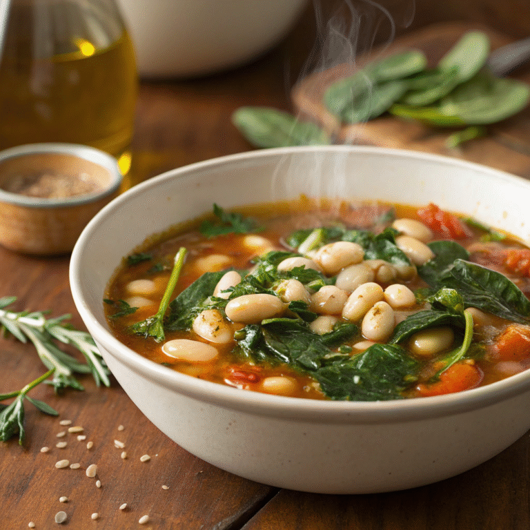 white bean spinach stew