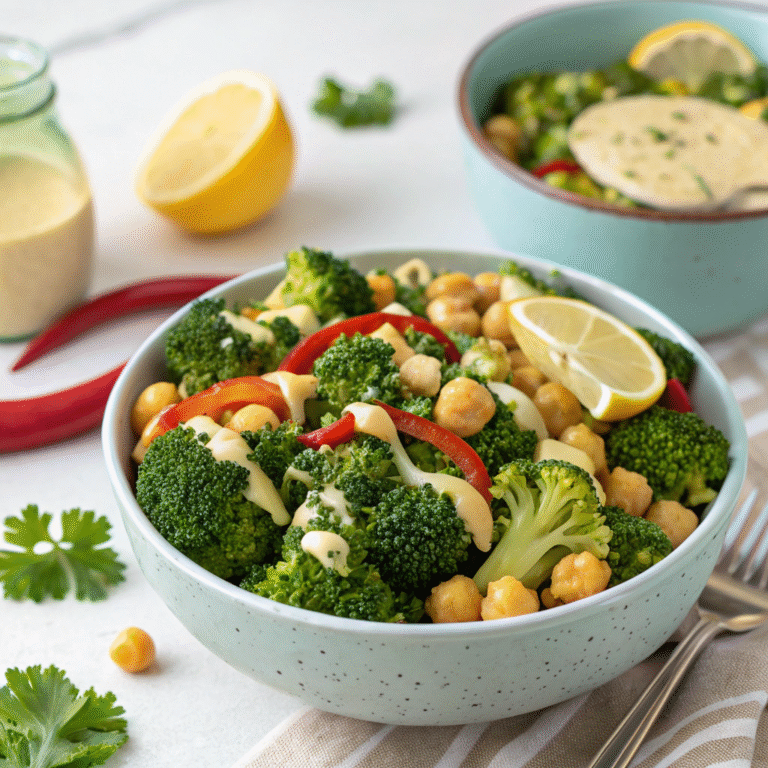 roasted broccoli chickpea salad