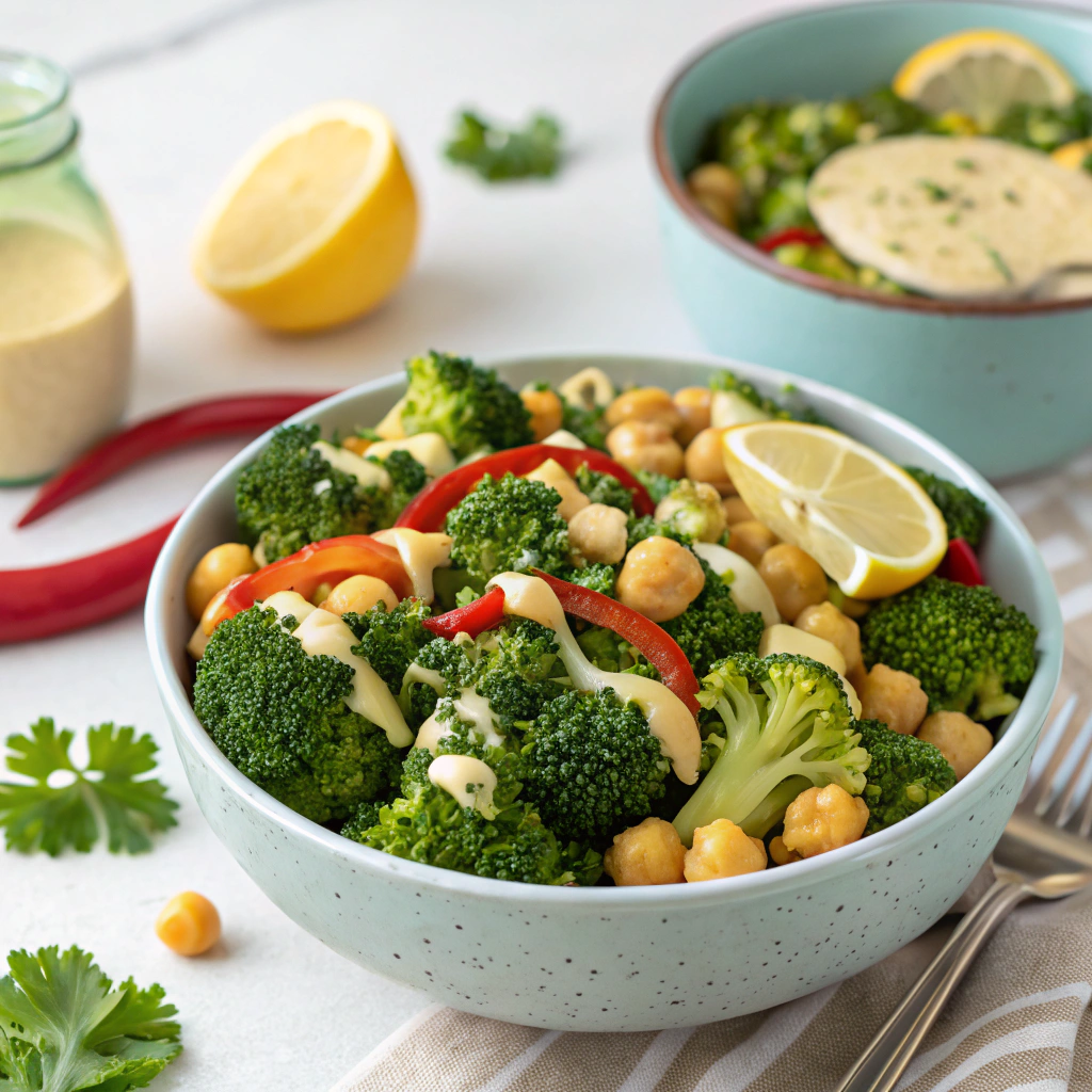 roasted broccoli chickpea salad