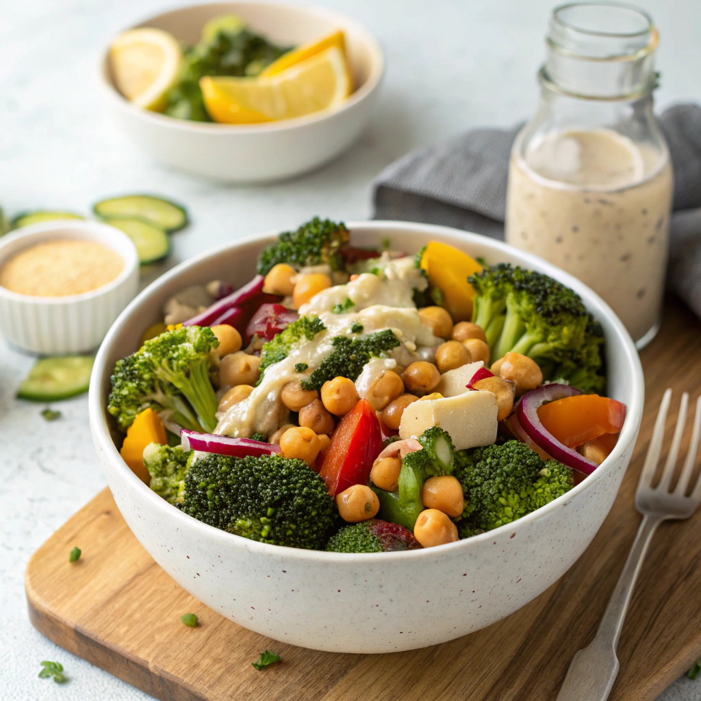 roasted broccoli chickpea salad