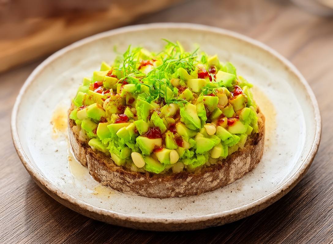Avocado and White Bean Toast with Chili Oil Drizzle