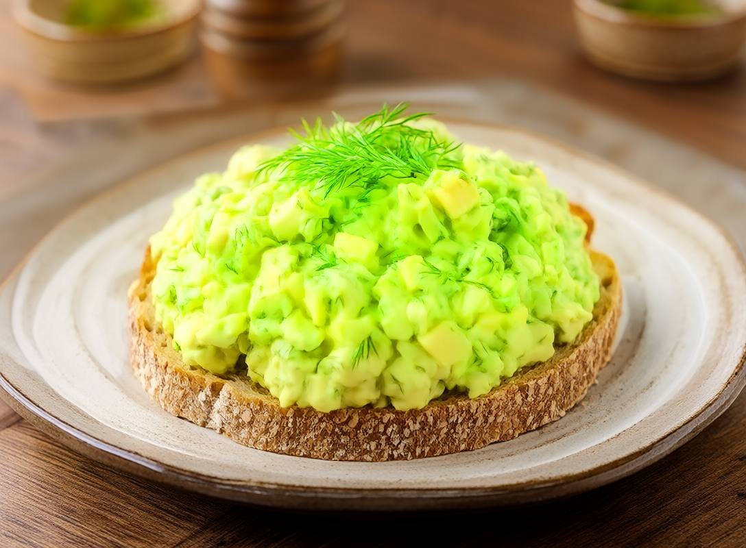 Avocado Egg Salad with Dill on Whole Grain Toast