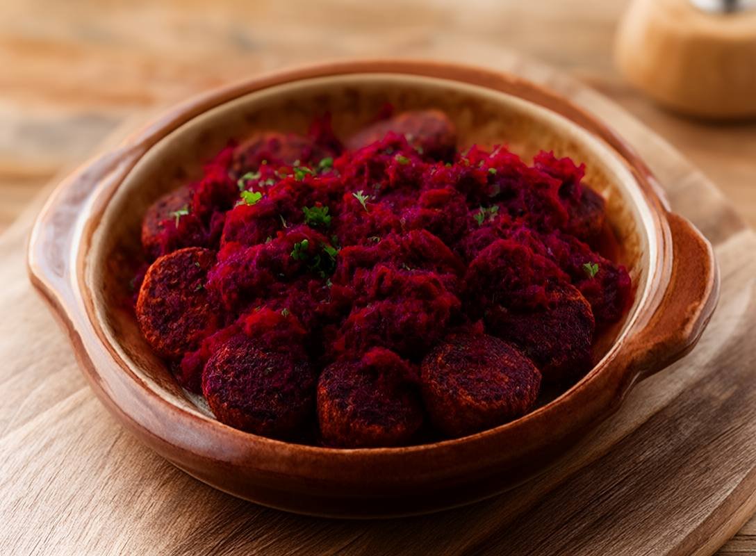 Baked Falafel with Beetroot Tahini Sauce